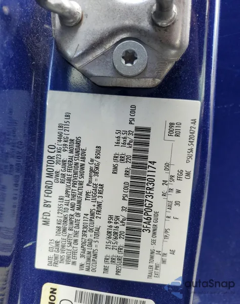 2015 Ford Fusion S from USA, damaged, VIN 3FA6P0G73FR301174
